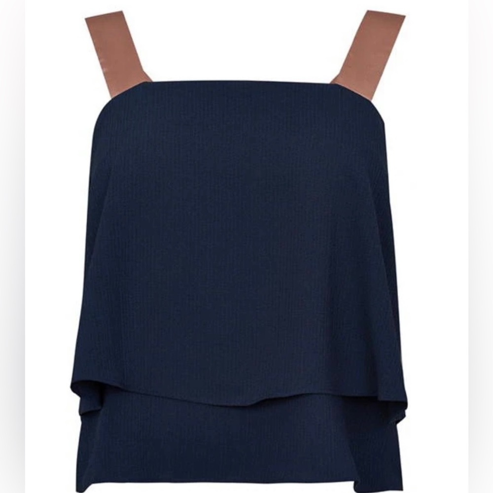 NWT DKNY Navy Blue and Champagne Blush straps flowy Women’s tank top Size XL